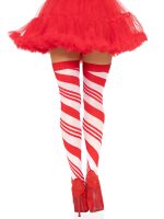 Candy Cane Thigh High - One Size - White-red - Image 2