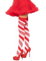 Candy Cane Thigh High - One Size - White-red - Image 3