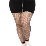 Industrial Net Footless Tights - 1x-2x - Black