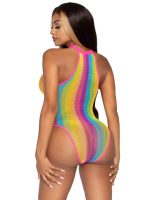 Rainbow Striped Halter Bodysuit With Snap Crotch - One Size - Multicolor - Image 5