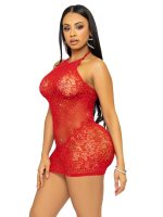 Rhinestone Lace and Net Mini Dress - One Size - Red - Image 4