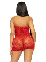 Rhinestone Lace and Net Mini Dress - One Size - Red - Image 3
