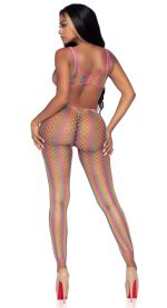 Rainbow Net Footless Bodystocking - One Size - Multicolor - Image 3
