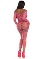 2 Pc Net Crop Top and Footless Tights - One Size - Neon Pink - Image 5