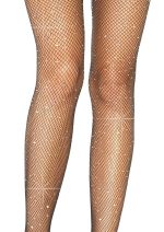 Casey Rhinestone Fishnet Suspender Pantyhose - One Size - Black - Image 3