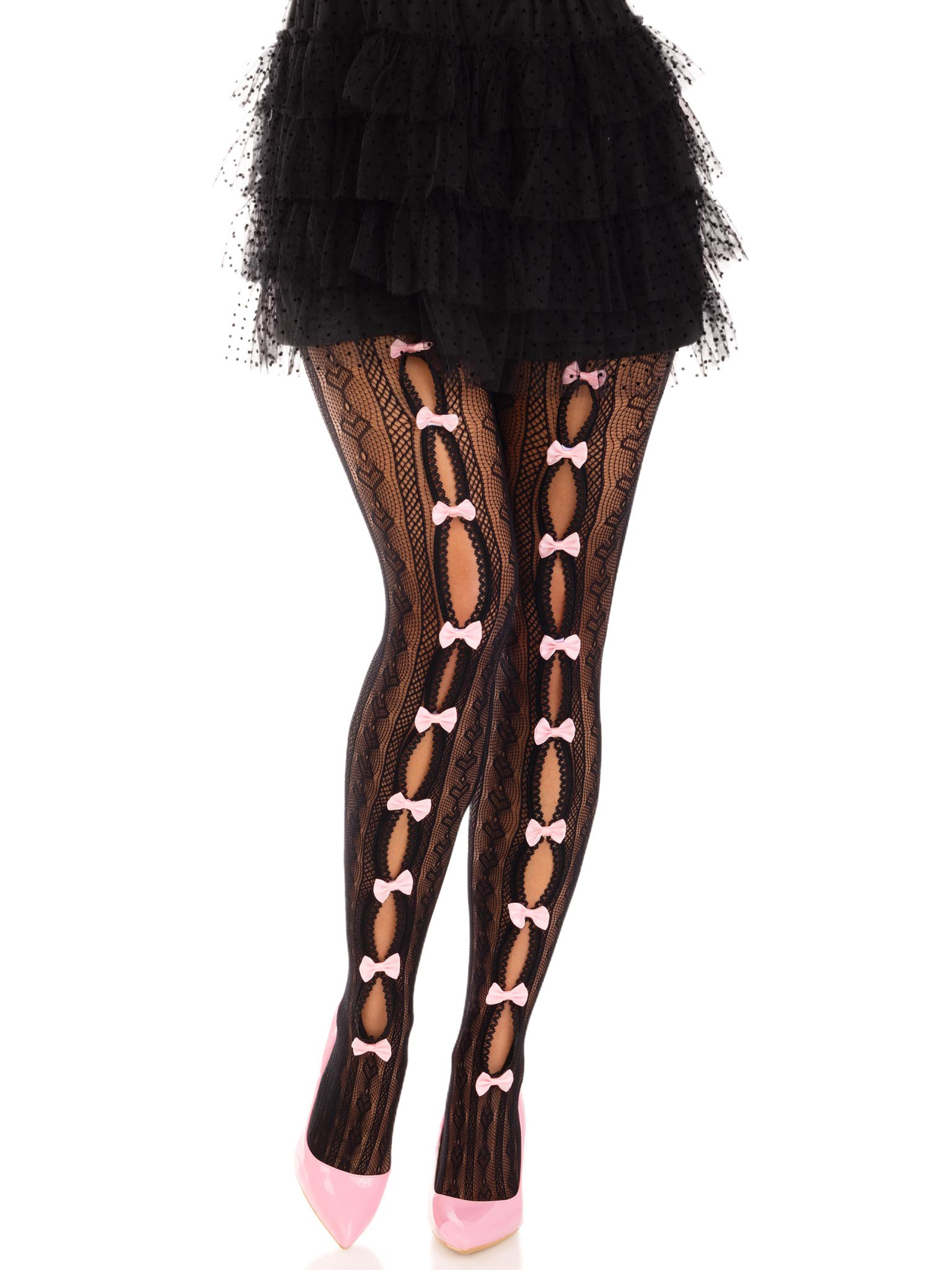 HOLA-9733BLKOS.jpg Sweetheart Stripedtights - Os - Black - Image 1