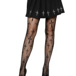 Worship Me Cross Net Tights - 1x-2x - Black