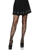 Worship Me Cross Net Tights - 1x-2x - Black