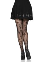 Worship Me Cross Net Tights - 1x-2x - Black - Image 3