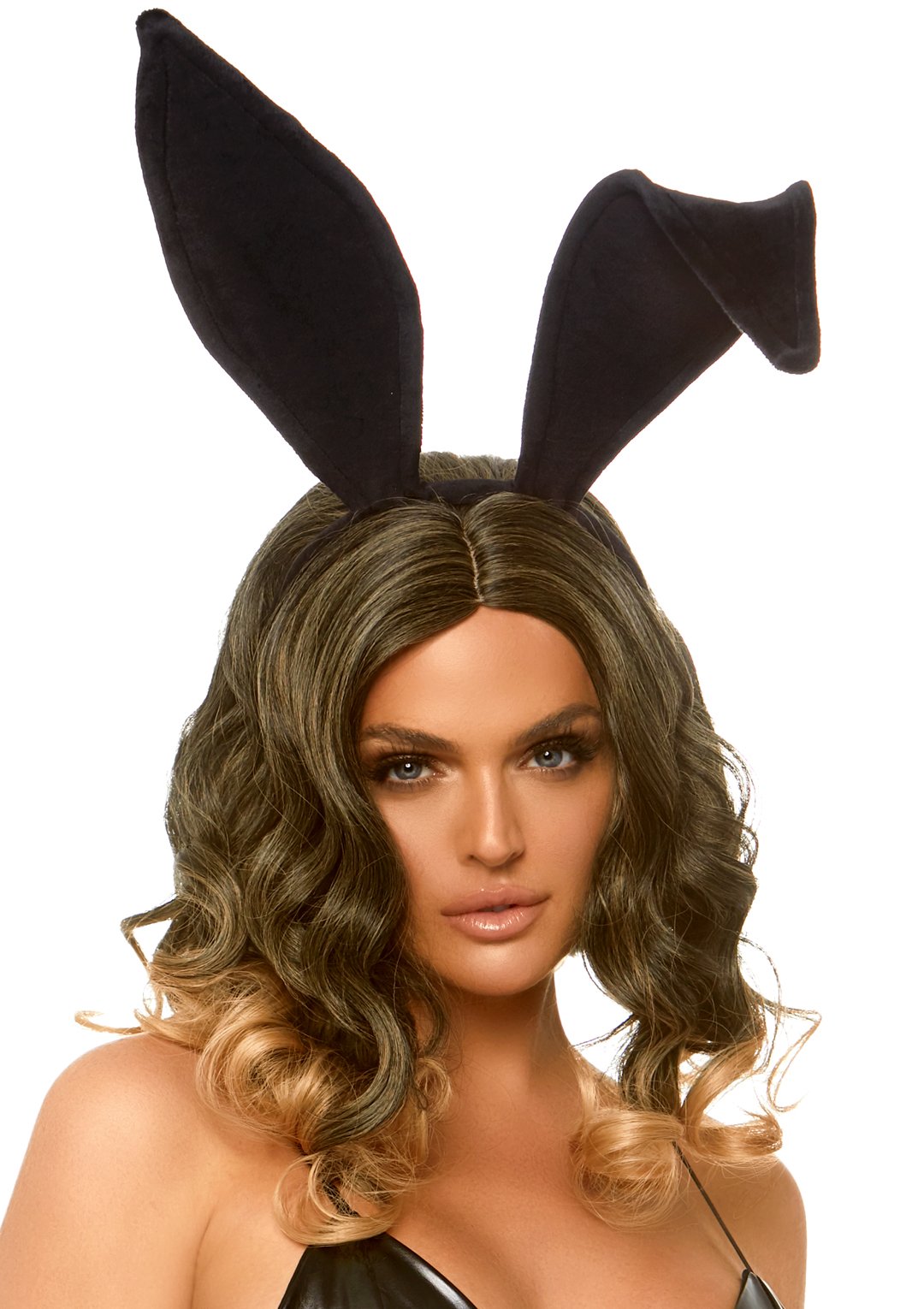 HOLA-A2868.jpg Bendable Velvet Bunny Rabbit Ears - Black - Image 1