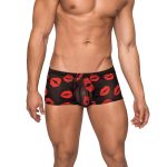 Kiss Me - Mini Short - Large - Sheer Lips Black