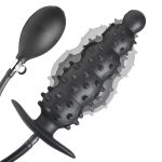 Ass Puffer Nubbed Inflatable Silicone Anal Plug - Black - Image 2