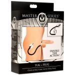 Tug Plus Plug Cock and Ball Ring With Anal Plug - Black - Image 7