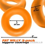 Fat Willy 3-Pack Jumbo Cockring - Orange - Image 5