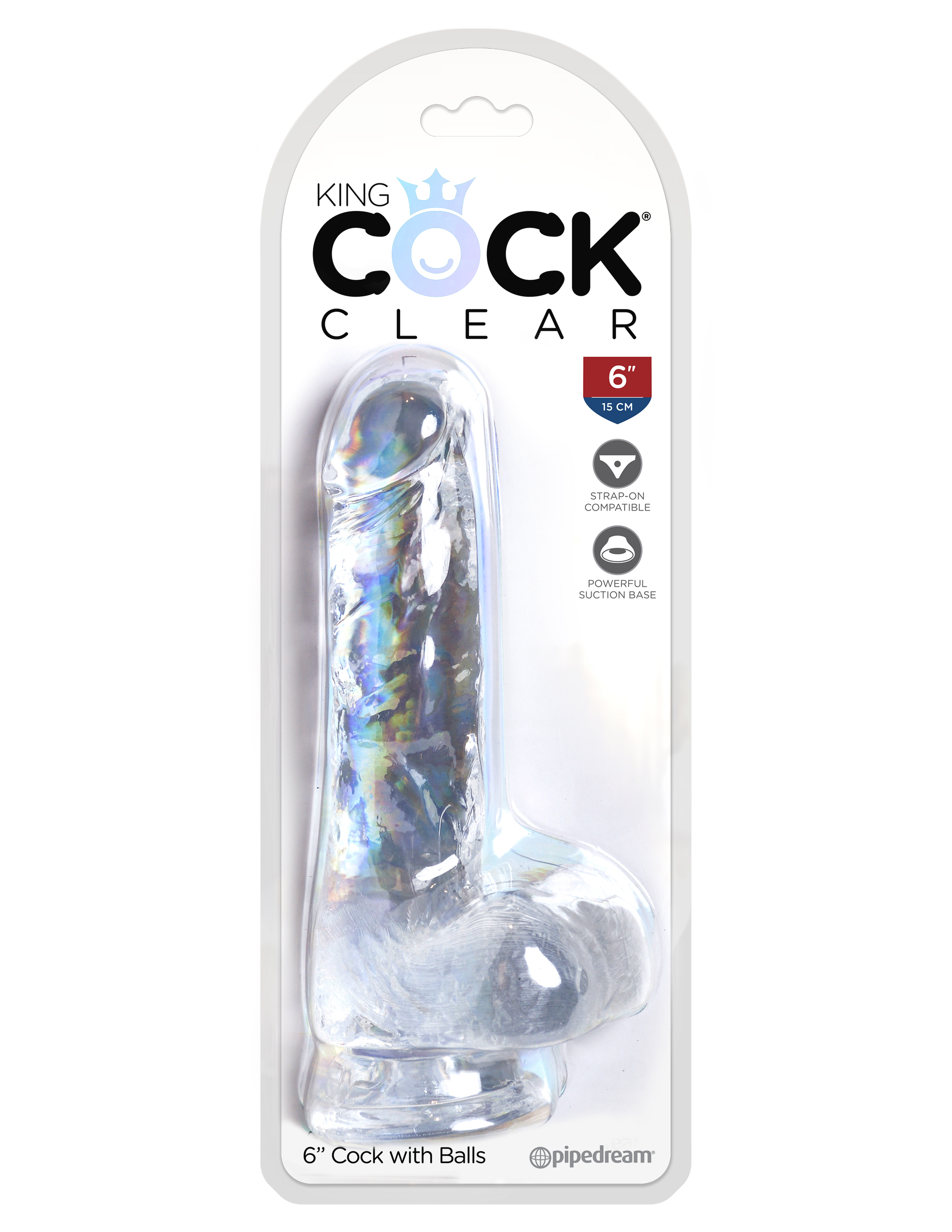 PD5752-20_KC_Clear_6in_Suction_Cup_Balls King Cock Clear 6 Inch Cock With Balls - Image 1