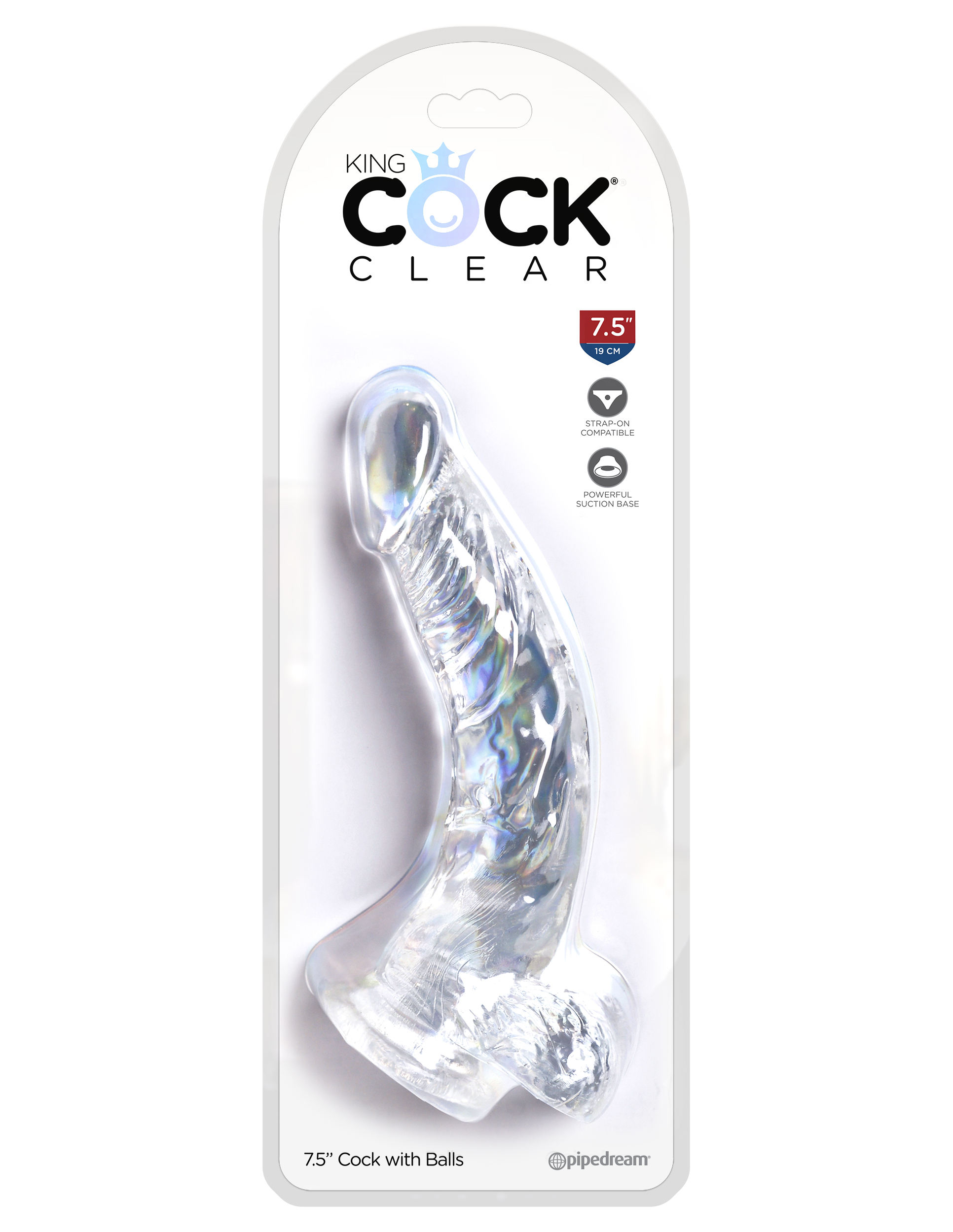 PD5755-20_KC_Clear_7.5in_Suction_Cup_Balls King Cock Clear 7.5 Inch Cock With Balls - Image 1