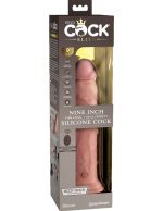 King Cock Elite 9 Inch Vibrating Silicone Dual Density Cock With Remote - Light - Image 7