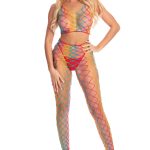 Roy G. Biv 2 Pc Bodystocking - One Size - Rainbow