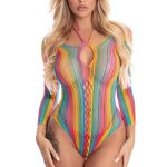 More Color Long Sleeve Bodysuit - One Size - Rainbow