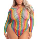 More Color Long Sleeve Bodysuit - Queen Size - Rainbow