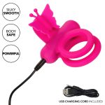 Silicone Rechargeable Dual Butterfly Ring - Pink - Image 3