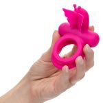Silicone Rechargeable Dual Butterfly Ring - Pink - Image 12