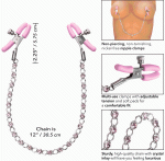 Nipple Play Crystal Chain Nipple Clamps - Pink - Image 4
