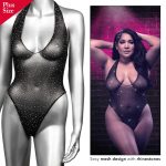 Radiance Deep v Body Suit - Queen - Black - Image 7