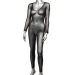 Radiance Crotchless Full Body Suit - Queen - Black - Image 3