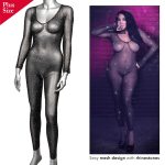 Radiance Crotchless Full Body Suit - Queen - Black - Image 6