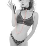 Brat Collar and Leash - Black - Rose Gold