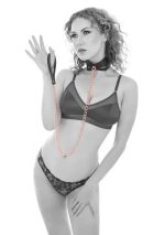 Brat Collar and Leash - Black - Rose Gold
