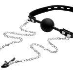 Silicone Ball Gag W-nipple Clamps
