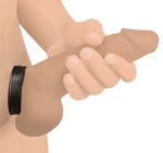 Leather and Velcro Cock Ring - Black - Image 3