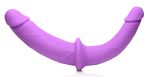 Double Charmer Silicone Double Dildo With Harness - Purple - Image 5