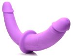 Double Charmer Silicone Double Dildo With Harness - Purple - Image 3