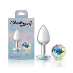 Clear Iridescent Round Gem Silver Metal Plug - Sm - Image 7