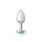 Clear Iridescent Round Gem Silver Metal Plug - Sm - Image 3