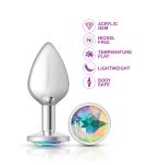 Clear Iridescent Round Gem Silver Metal Plug - Md - Image 3