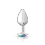 Clear Iridescent Round Gem Silver Metal Plug - Md - Image 5