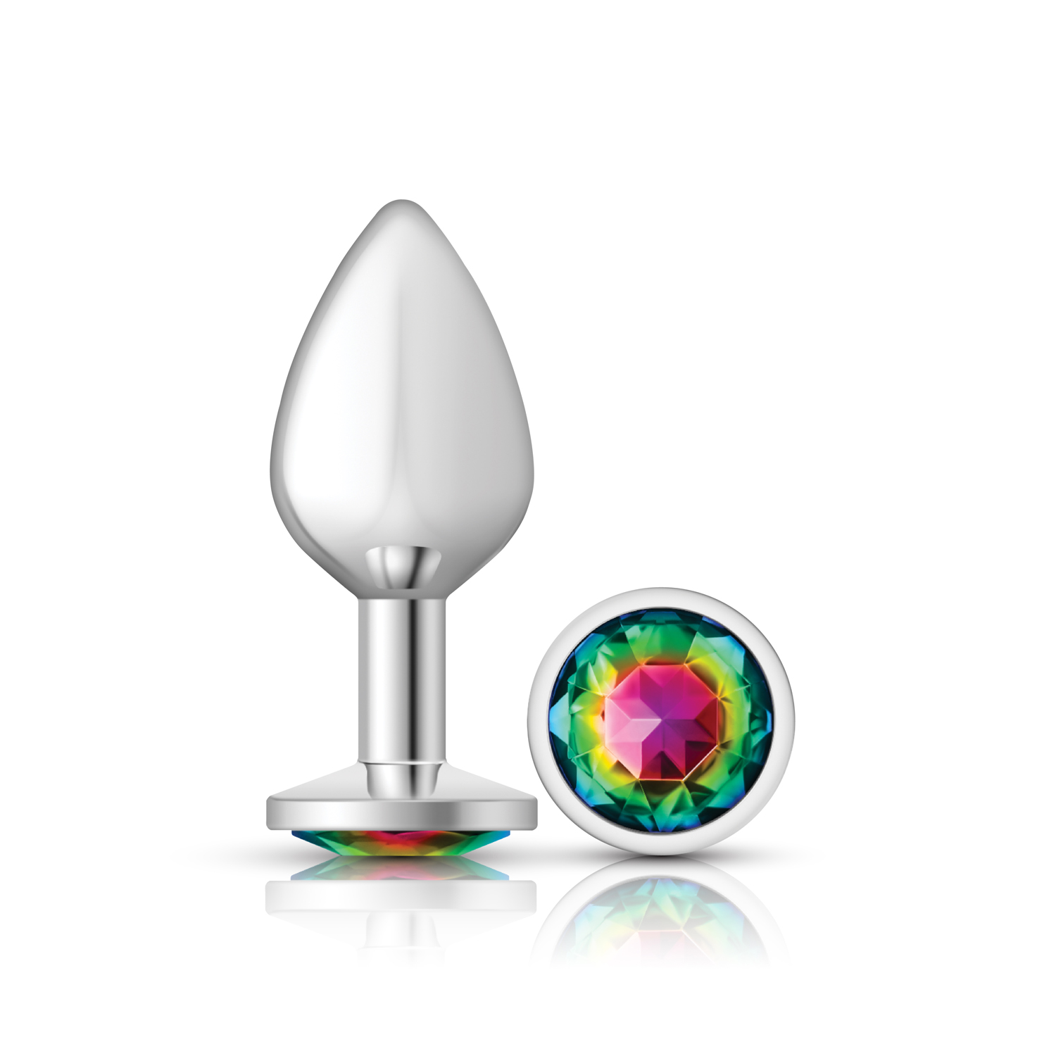 HOVB-CC9118.jpg Rainbow Round Gem Silver Metal Plug - Md - Image 1