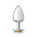 Rainbow Round Gem Silver Metal Plug - Lg - Image 6