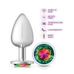 Rainbow Round Gem Silver Metal Plug - Lg - Image 4