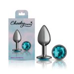 Teal Round Gem Gunmetal Metal Plug - Sm - Image 7
