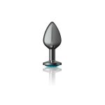 Teal Round Gem Gunmetal Metal Plug - Md - Image 3