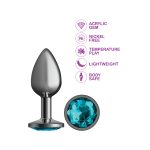 Teal Round Gem Gunmetal Metal Plug - Lg - Image 4