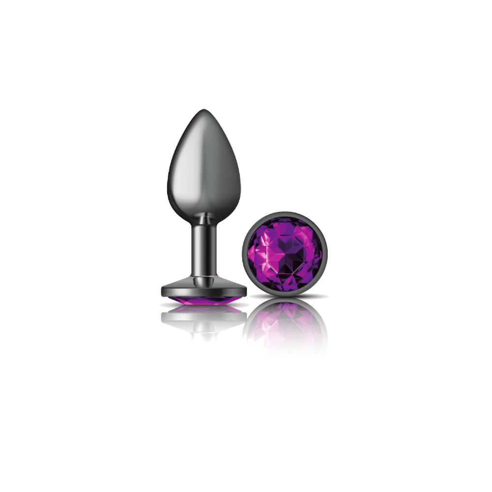 HOVB-CC9123.jpg Purple Round Gem Gunmetal Metal Plug - Sm - Image 1