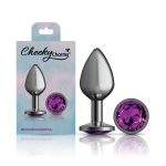 Purple Round Gem Gunmetal Metal Plug - Md - Image 7