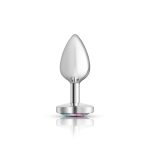 Clear Iridescent Heart Gem Silver Metal Plug - Sm - Image 6
