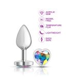 Clear Iridescent Heart Gem Silver Metal Plug - Sm - Image 8